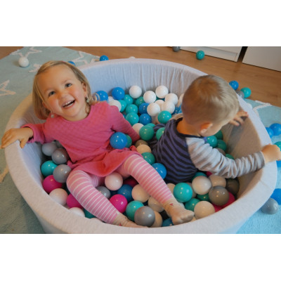 Piscina rotonda grigia per bambini con 300 palline colorate